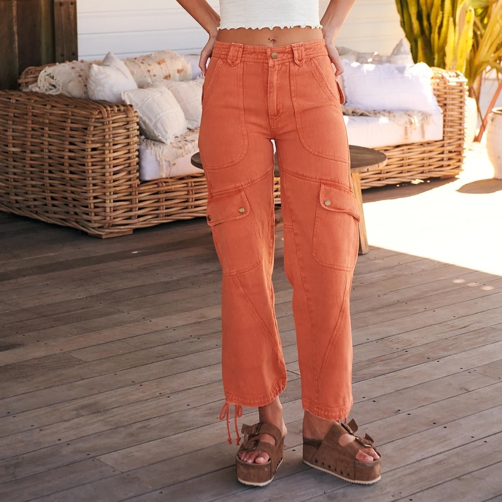 Free People COME AND GET IT UTILITY PANTS- SPICE